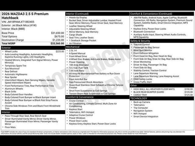 2026 Mazda Mazda3 Hatchback 2.5 S Premium
