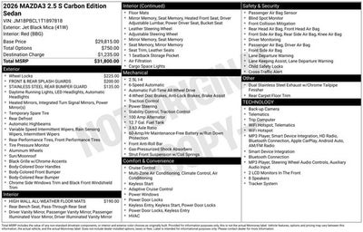 2026 Mazda Mazda3 Sedan 2.5 S Carbon Edition AWD