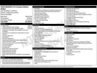 2026 Mazda Mazda3 Sedan 2.5 S Carbon Edition AWD