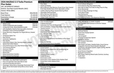 2026 Mazda Mazda3 Sedan 2.5 Turbo Premium Plus AWD