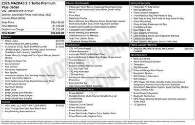 2026 Mazda Mazda3 Sedan 2.5 Turbo Premium Plus AWD