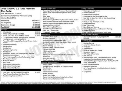 2026 Mazda Mazda3 Sedan 2.5 Turbo Premium Plus AWD