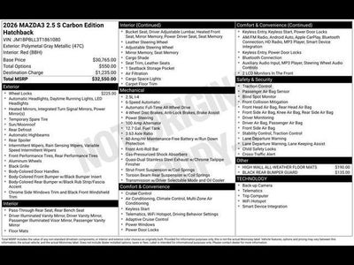 2026 Mazda Mazda3 Hatchback 2.5 S Carbon Edition AWD