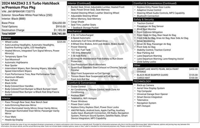 2024 Mazda Mazda3 2.5 Turbo Premium Plus Package