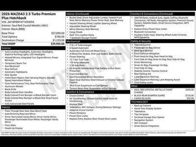 2026 Mazda Mazda3 Hatchback 2.5 Turbo Premium Plus AWD