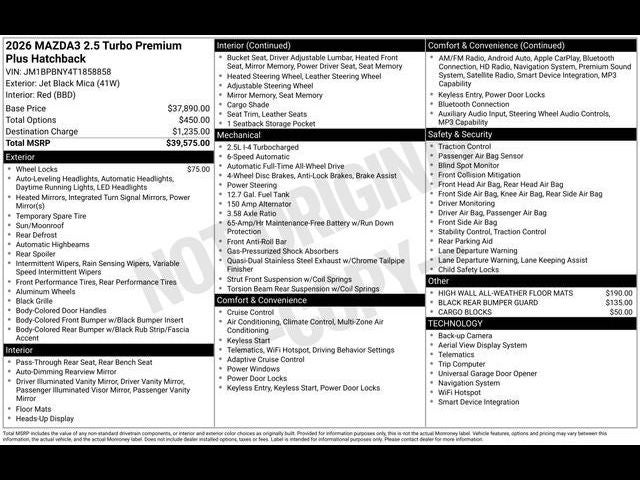 2026 Mazda Mazda3 Hatchback 2.5 Turbo Premium Plus AWD