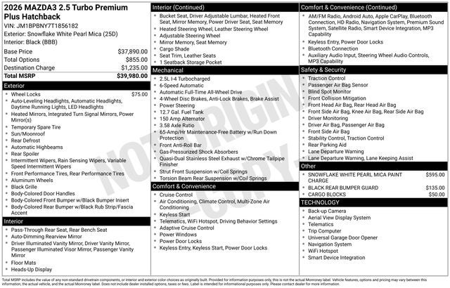 2026 Mazda Mazda3 Hatchback 2.5 Turbo Premium Plus AWD
