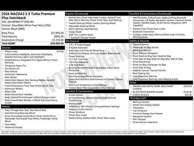 2026 Mazda Mazda3 Hatchback 2.5 Turbo Premium Plus AWD