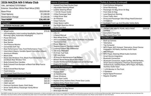 2026 Mazda Mazda MX-5 Miata Club