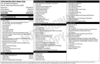 2026 Mazda Mazda MX-5 Miata Club
