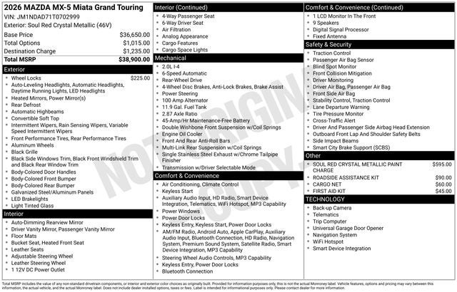 2026 Mazda Mazda MX-5 Miata Grand Touring