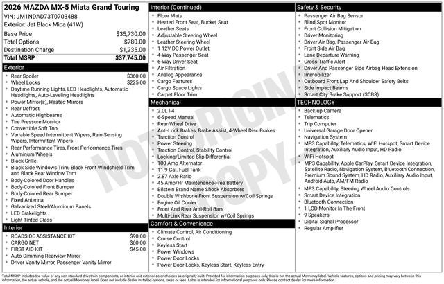2026 Mazda Mazda MX-5 Miata Grand Touring