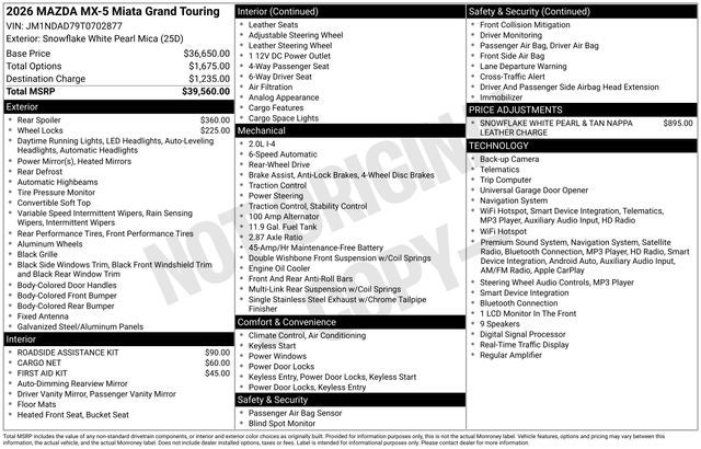 2026 Mazda Mazda MX-5 Miata Grand Touring