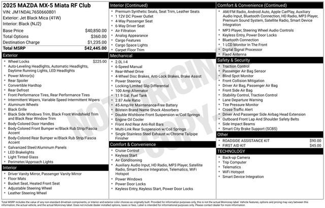 2025 Mazda Mazda MX-5 Miata RF Club