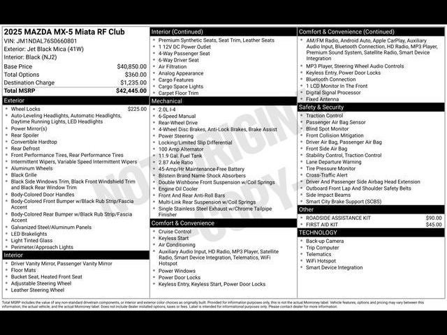 2025 Mazda Mazda MX-5 Miata RF Club