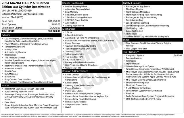 2024 Mazda Mazda CX-5 2.5 S Carbon Edition
