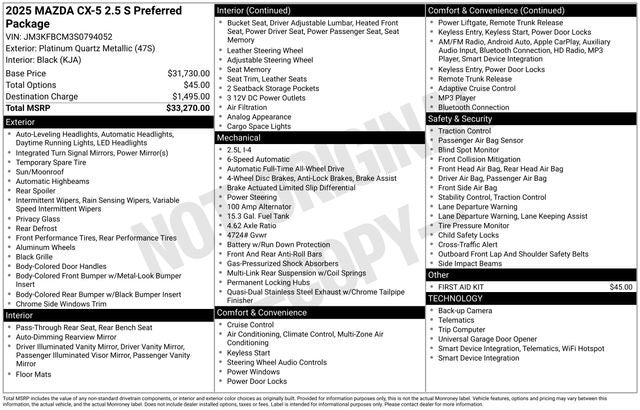 2025 Mazda Mazda CX-5 2.5 S Preferred AWD