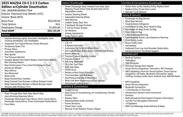 2025 Mazda Mazda CX-5 2.5 S Carbon Edition