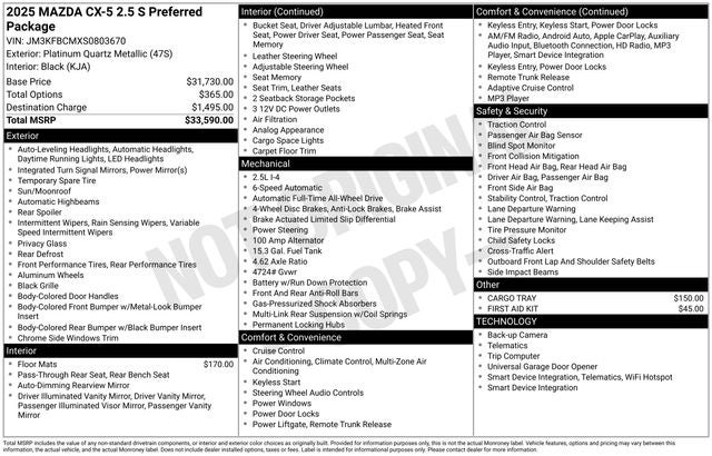 2025 Mazda Mazda CX-5 2.5 S Preferred Package