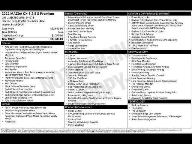 2022 Mazda Mazda CX-5 2.5 S Premium Package