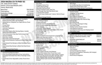 2026 Mazda Mazda CX-70 Plug-In Hybrid SC AWD