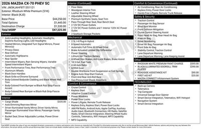 2026 Mazda Mazda CX-70 Plug-In Hybrid SC AWD