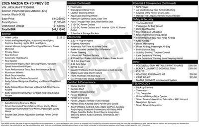 2026 Mazda Mazda CX-70 Plug-In Hybrid SC AWD