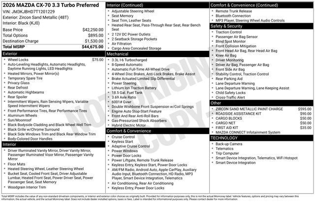 2026 Mazda Mazda CX-70 3.3 Turbo Preferred