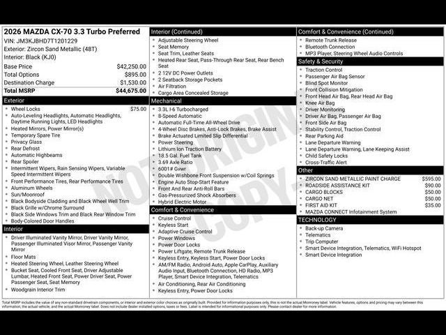 2026 Mazda Mazda CX-70 3.3 Turbo Preferred AWD