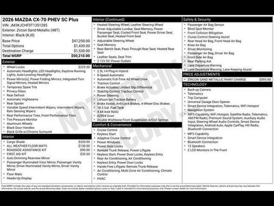 2026 Mazda Mazda CX-70 Plug-In Hybrid SC Plus AWD