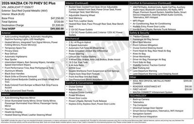 2026 Mazda Mazda CX-70 Plug-In Hybrid SC Plus AWD