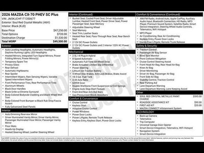 2026 Mazda Mazda CX-70 Plug-In Hybrid SC Plus AWD