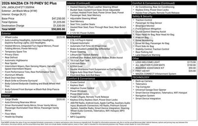 2026 Mazda Mazda CX-70 Plug-In Hybrid SC Plus AWD