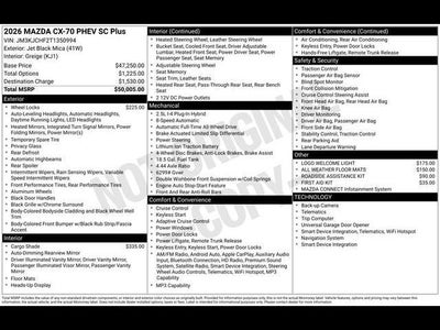 2026 Mazda Mazda CX-70 Plug-In Hybrid SC Plus AWD
