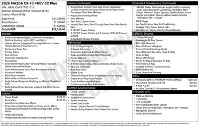 2026 Mazda Mazda CX-70 Plug-In Hybrid SC Plus AWD