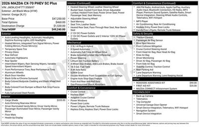 2026 Mazda Mazda CX-70 Plug-In Hybrid SC Plus AWD