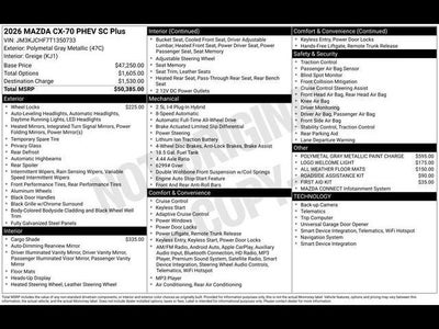 2026 Mazda Mazda CX-70 Plug-In Hybrid SC Plus AWD