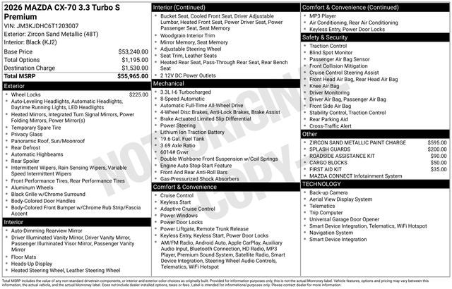 2026 Mazda Mazda CX-70 3.3 Turbo S Premium AWD
