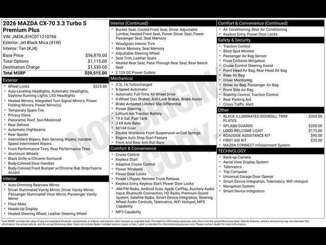 2026 Mazda Mazda CX-70 3.3 Turbo S Premium Plus AWD