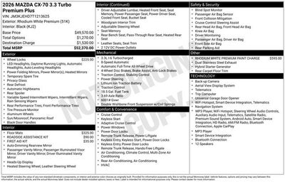 2026 Mazda Mazda CX-70 3.3 Turbo Premium Plus AWD