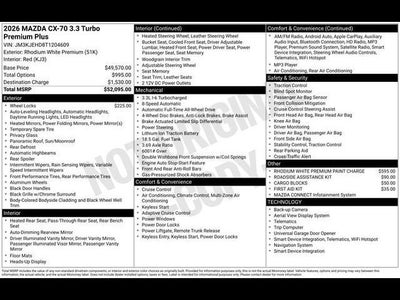 2026 Mazda Mazda CX-70 3.3 Turbo Premium Plus AWD