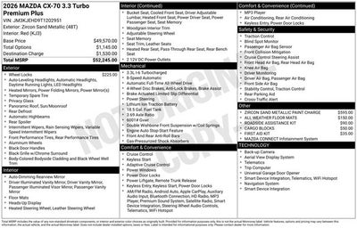 2026 Mazda Mazda CX-70 3.3 Turbo Premium Plus AWD