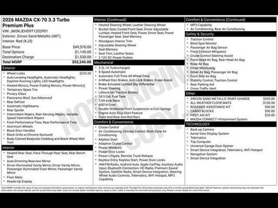 2026 Mazda Mazda CX-70 3.3 Turbo Premium Plus AWD