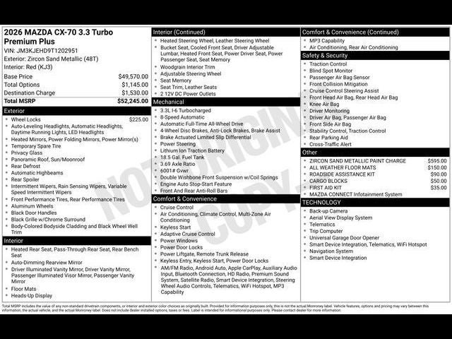 2026 Mazda Mazda CX-70 3.3 Turbo Premium Plus AWD