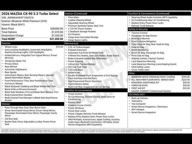 2026 Mazda Mazda CX-90 3.3 Turbo Select AWD