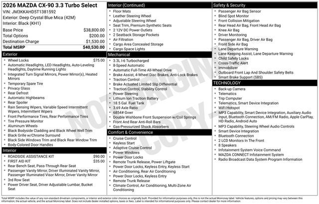 2026 Mazda Mazda CX-90 3.3 Turbo Select AWD