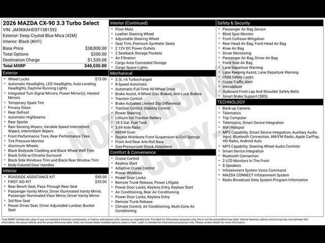 2026 Mazda Mazda CX-90 3.3 Turbo Select AWD