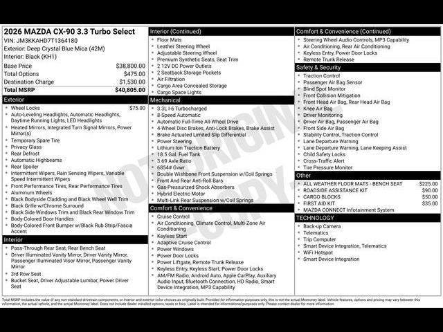 2026 Mazda Mazda CX-90 3.3 Turbo Select AWD