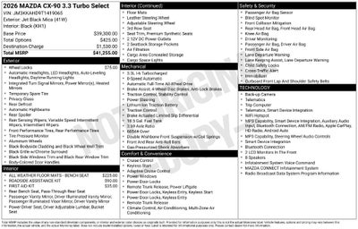 2026 Mazda Mazda CX-90 3.3 Turbo Select AWD