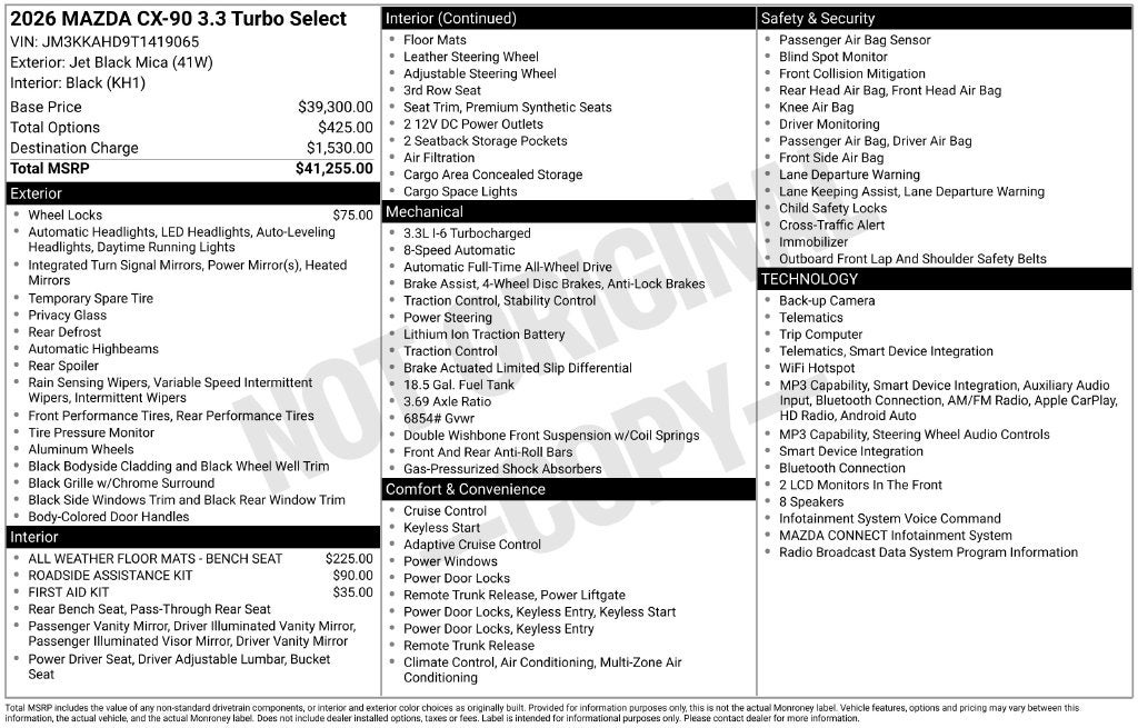 2026 Mazda Mazda CX-90 3.3 Turbo Select AWD